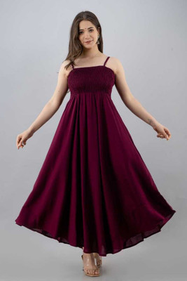GHK FASHION Women Maxi Purple Full Length Dress