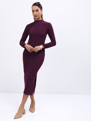 Tokyo Talkies Women Bodycon Purple Midi/Calf Length Dress