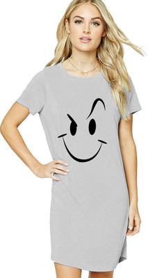 HouseOfCommon Women T Shirt Grey Above Knee/Mid Thigh Length Dress