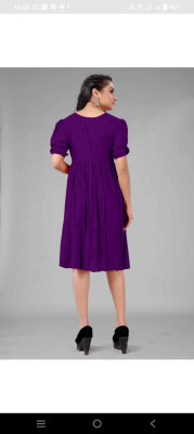 HouseOfCommon Women Fit and Flare Purple Knee Length Dress