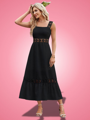 HEMANG FASHION Women Fit and Flare White Maxi/Full Length Dress