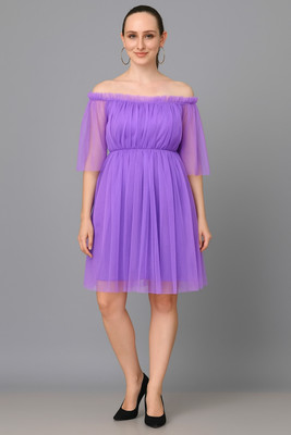 MEGHA Women Layered Yellow Knee Length Dress