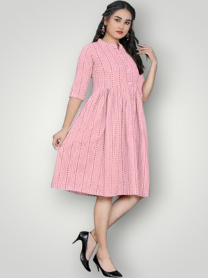 Rangrasiyt Women A-line Pink Knee Length Dress