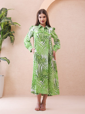 Mmirava Women Maxi Green Midi/Calf Length Dress