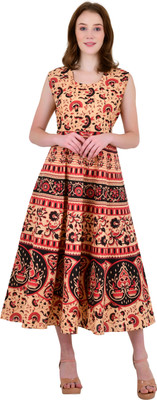 SDGP Women Fit and Flare Multicolor Midi/Calf Length Dress
