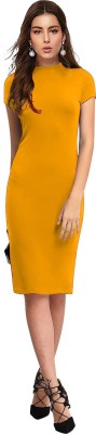 DyrectDeals Women Bodycon Yellow Dress