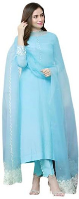 R&H COMAPANY Women Self Design A-line Kurta(Light Blue)