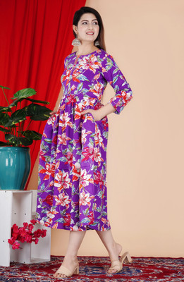 FebQ Women Fit and Flare Black Midi/Calf Length Dress