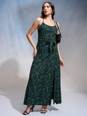Tokyo Talkies Women Fit and Flare Black Maxi/Full Length Dress