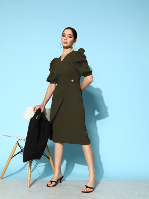 her by invictus Women Wrap Green Dress