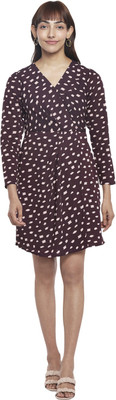 Annabelle by Pantaloons Women Fit and Flare Purple Knee Length Dress