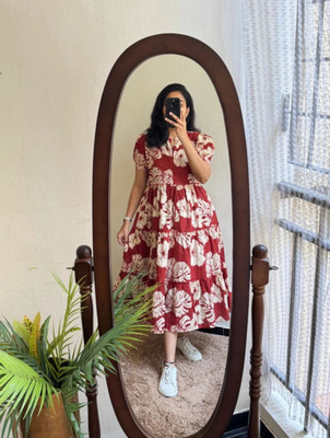 MOVIN Women Maxi Red Midi/Calf Length Dress