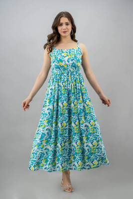 Suiwal’s Women A-line Blue Midi/Calf Length Dress
