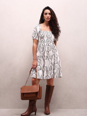 VERO MODA Women A-line White, Black Mini/Short Dress