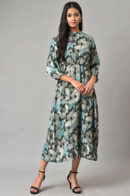 W Women A-line Blue Ankle Length Dress