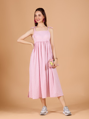 Dressberry Women Ethnic Dress Pink Midi/Calf Length Dress
