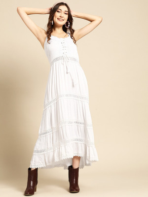 Sangria Women Maxi White Ankle Length Dress