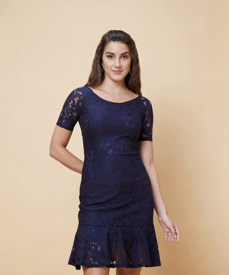 Globus Women Bodycon Blue Above Knee/Mid Thigh Length Dress