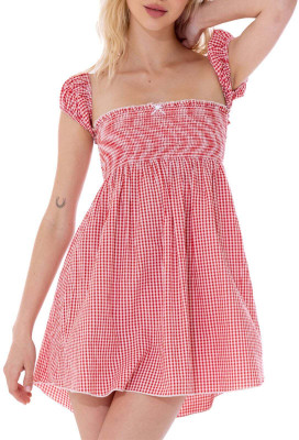 OUTZIDR Women Skater Red Above Knee/Mid Thigh Length Dress