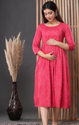 JASPERINE Women Bandage Pink, Beige Midi/Calf Length Dress