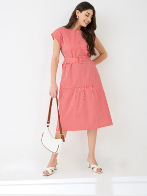Globus Women A-line Red Midi/Calf Length Dress