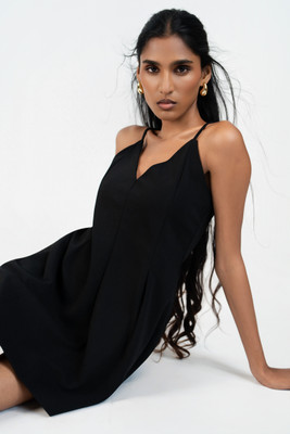 COLOR CAPITAL Women A-line Black Mini/Short Dress