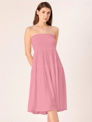 Dressberry Women Fit and Flare Pink Dress