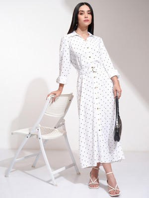 Tokyo Talkies Women Shirt White Midi/Calf Length Dress