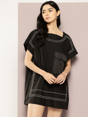 Kook N Keech Women A-line Black Above Knee/Mid Thigh Length Dress