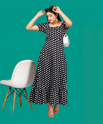 Oh Mi Dios Women Gathered Black Maxi/Full Length Dress