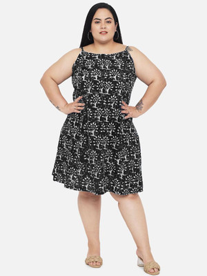 indietoga Women Fit and Flare Black Midi/Calf Length Dress
