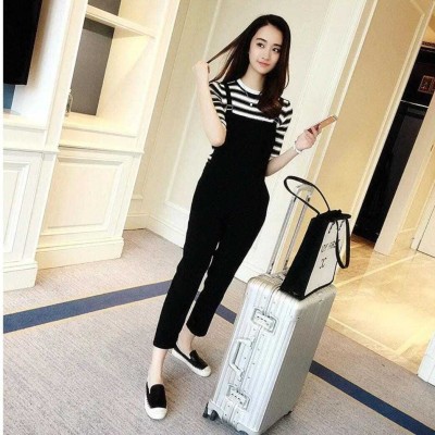 simran collections Women Black, White Dungaree