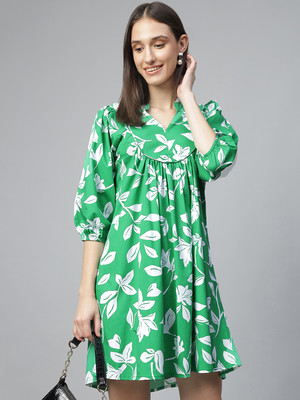 Hancock Women Gathered White Above Knee/Mid Thigh Length Dress