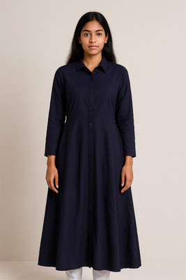 Clad in Fab Women High Low Blue Midi/Calf Length Dress