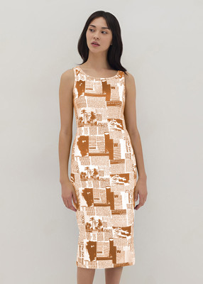Toochki Women Bodycon Brown Midi/Calf Length Dress