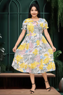 AMORE CREATION Women A-line Multicolor Maxi/Full Length Dress