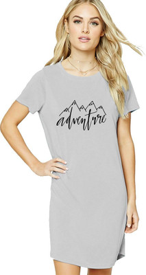 HouseOfCommon Women T Shirt Grey Above Knee/Mid Thigh Length Dress