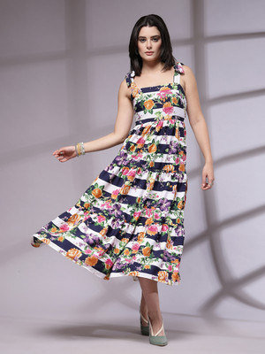 KASSUALLY Women Fit and Flare Black Midi/Calf Length Dress
