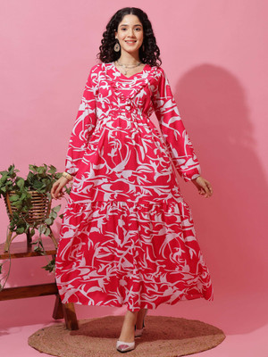 Sheetal Associates Women Fit and Flare Pink Maxi/Full Length Dress