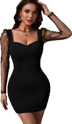 Elyraa Women Bodycon Black Dress