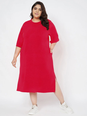 BRINNS Women A-line Pink Below Knee Dress