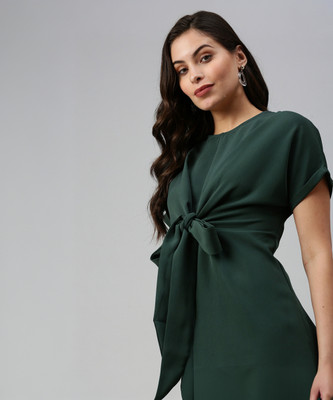 SHOWOFFFF Women Sheath Green Midi/Calf Length Dress