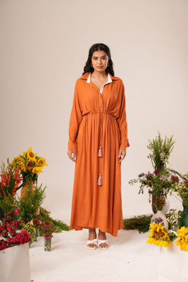 Label By Mohita Women Maxi Orange Full Length Dress