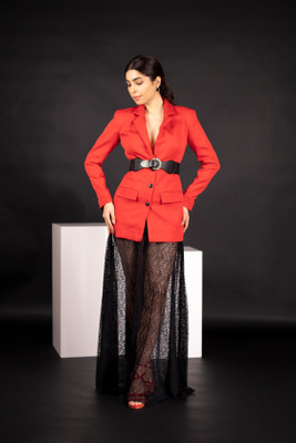 The Behruz Theory Women A-line Red, Black Maxi/Full Length Dress