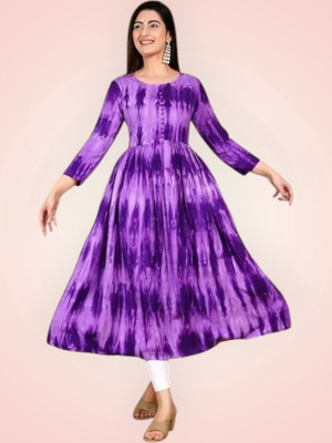 fashionstreet Women Gown Purple Knee Length Dress