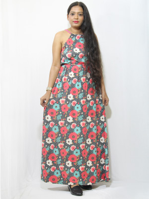Finian Women Fit and Flare Multicolor Maxi/Full Length Dress