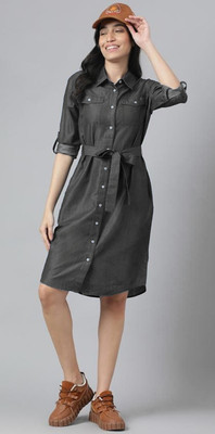 Tripursundari Fashion Women A-line Black Above Knee/Mid Thigh Length Dress