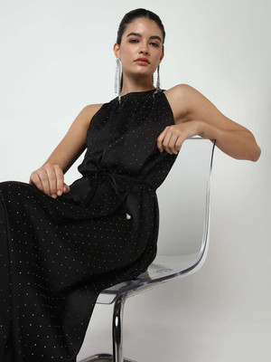 SHOWOFFFF Women Sheath Black Midi/Calf Length Dress