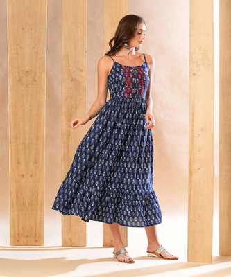 Globus Women A-line Blue Maxi/Full Length Dress