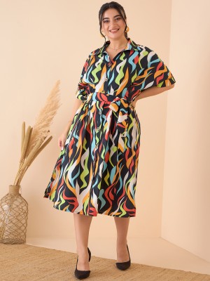 CURVE BY KASSUALLY Women Shirt Multicolor Dress